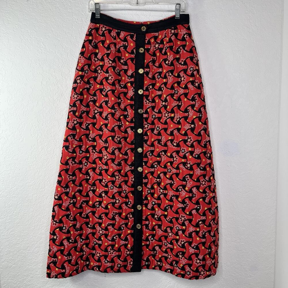 Herman Geist Quilted Embroidered Maxi Skirt Size 13/14 Vintage(see measurements)